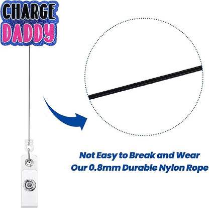 Charge Daddy Funny Badge Reel | Retractable ID Card Badge Holder | Name Tag Medical Work Badge Clip for Men Male Hospital Charge Nurse RN LPN CNA MA ER Night Shift Nurse Doctor Gifts | Alligator Clip