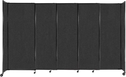 Versare Straightwall Sliding Portable Wall Partition | Freestanding Office Dividers | Locking Wheels | Temporary Room Separator | 11'3'' Wide x 6'10'' Tall Black Fabric Panels