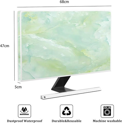 Baocicco Sage Green Marble Waterproof 26, 27, 28 Inch Anti-Static Dustproof LCD/LED/HD Abstract Creative Desige Monitor Accessories Laptop TV LCD Screen Texture Monitor Decoration for Tablet