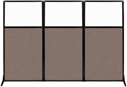 Versare Workstation Partition | Portable Wall Divider | Modern Office Cubicle | Free Standing Privacy Screen | Flexible Work Space | 99" x 70" W/Window, Latte Fabric Panels