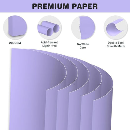 Cardstock 8.5 X 11, 40 Sheets, Light Purple Card Stock, 75lb/ 200gsm Copy Paper, Cardstock Printer Paper For Art, Drawing, Invitations, DIY Cards, Craft, Construction, School & Office Supplies