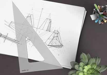 Pacific Arc's Scholastic Triangle - 12 inch - Smoke - 30/60 Angle - Polystyrene - Inking Edge - Technical Drawing Tools, Drafting, Architect and Engineering.