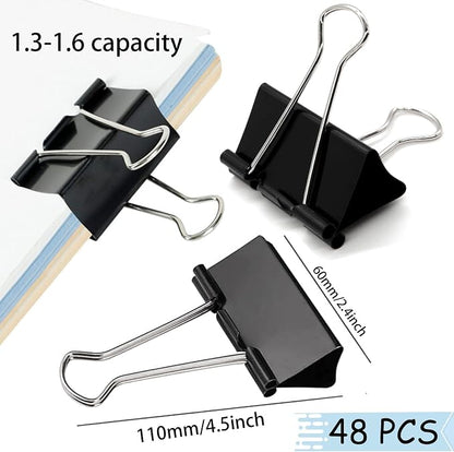 Extra Large Binder Clips 2.4 Inch(48 Pack), Upgrade Large Binding Clips Jumbo Paper Clips, Heavy Duty Big Clamps for Office and Home Supplies, Black | Heavy Duty Big Clamps for Office and Home Supplies, Black