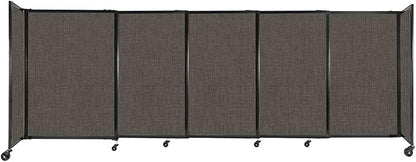 Versare Straightwall Sliding Portable Wall Partition | Freestanding Office Dividers | Locking Wheels | Temporary Room Separator | 11'3" Wide x 4' Tall Mocha Fabric Panels