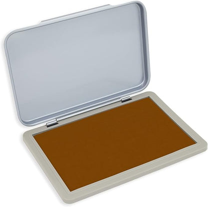Metal Case Stamp Pad Medium Size, Brown Color - Size: Size: 3" x 4" - Choose from 15 Ink Colors