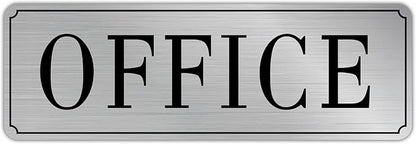 The Office Door Sign for Home and Business，Self-Adhesive Waterproof and Fade-Resistant Modern Brushed Silver Office Sign Sticker for House，Business，Door, Window（Silver）