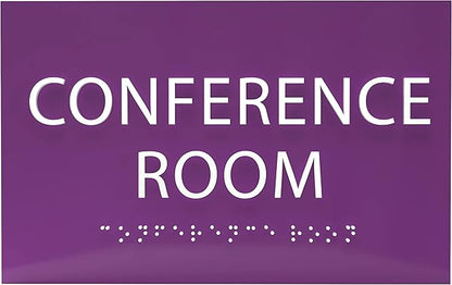 ADA CENTRAL SIGNS - 6" X4" Conference Room Sign - ADA Compliant Tactile Graphics Grade 2 Braille Text Privacy Sign | Wall Mount Plastic Meeting Signs For Schools, Hospitals, Offices, and Apartments