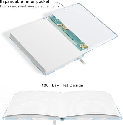Lined Journal Notebook, Marble Hardcover Journal for Women, Medium 5.7 x 8.4 in, 160 Pages Thick Paper, Cute Aesthetic A5 College Ruled Notebook for Journaling Writing Work Office School, Blue