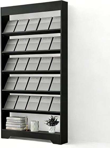 LHIUGE 6-Layer Brochure Display Rack,Freestanding Wooden Magazine Rack,Standing Literature Display Rack Brochure Holder for Home, Office, Retail Display