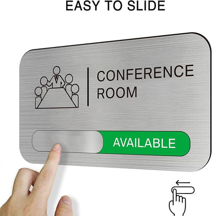 ANIWEY Acrylic Office Meeting Room Door Sign, 8.8 x 5.1 inches, Silver, Minimalist Style