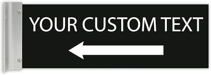 ALPHA DOG SIGNS Custom Projecting Hallway Sign, 4"x12" Double-Sided Business Plaque Left Arrow, Personalized Indoor Outdoor Wayfinding, Easy Install, Durable, Made in USA (Black)