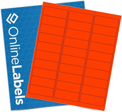 Neon Red Address Labels - 2.625 x 1 - Pack of 3,000 Labels, 100 Sheets - Inkjet/Laser Printer - Online Labels