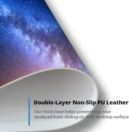 QIYI Desk Pad, Galaxy PU Leather Desk Blotter Protector, Waterproof Computer Desk Mat, Keyboard Mouse Pads, Non Slip Base Home & Office Accessories, Extended Large Size 31.5" x 15.7" - Starry Sky