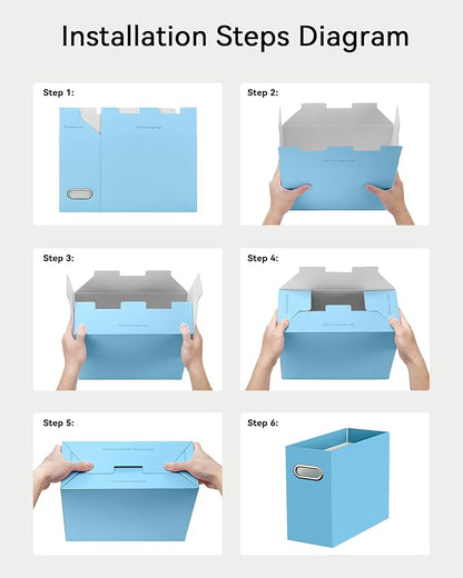 Oterri Cardboard File Organizer Box for Hanging File Folders Letter Size,File Box for Computer Desk,File Cabinet,Working Home,Office,Classroom (Blue, Letter Size - 4 Packs)