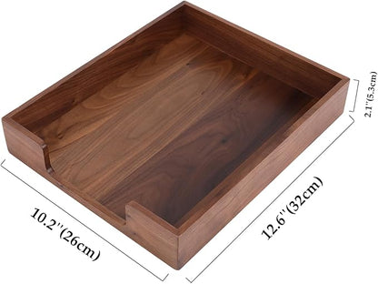 Bamber Wood Letter Tray Wooden Desk Organizer Paper Document File Tray for Office Supplies Collection Folders Notebooks, Black Walnut