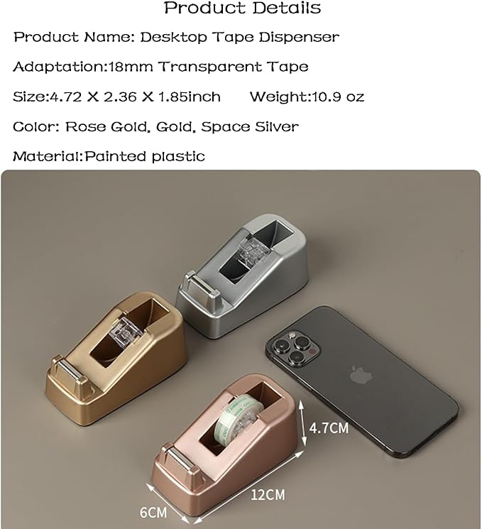 Basics Desktop Tape Dispenser, Office Desk Tape Dispenser, Heavy Duty Desk Accessories Office Tape Dispensers, Weighted Non-Skid Base,Ideal for Home, Office, School, or Business (Space Silver)