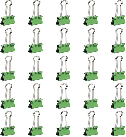 JAM PAPER Colorful Binder Clips - Small - 3/4 Inch (19 mm) - Green Binderclips - 25/Pack