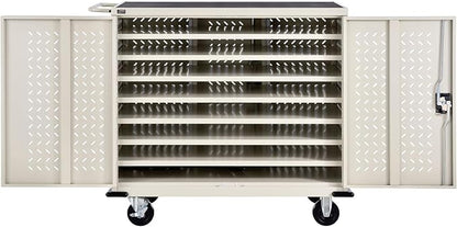 Global Industrial Mobile Storage & Charging Cart, 24 Laptop & Chromebook Device Capacity, Putty, Assembled, Laptop and Tablet Storage and Charging Cart