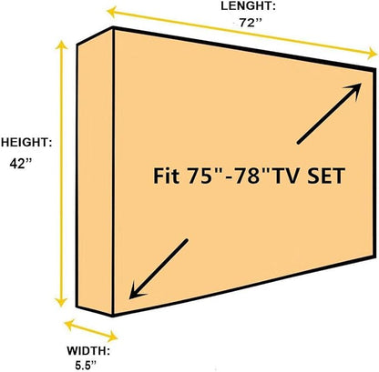 BroilPro Accessories Outdoor 75" -78" TV Set Cover,Scratch Resistant Liner Protect LED Screen Best-Compatible with Standard Mounts and Stands (Black)