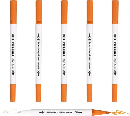PATIKIL 6Pack Dual Brush Markers, Orange Watercolor Fine and Brush Tips Pens Colored Marker Calligraphy Coloring Art Supplies Set for Coloring Book Illustration Sketching Journaling