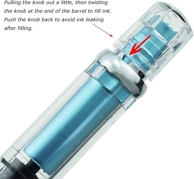 Lanxivi 4 x Yongsheng 3008 Fountain Pen Upgrated Fine Nib,Silver Trim,Piston Filling, Transparent