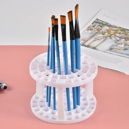 Feadily 49 Hole Pencil Holder Organize, Desk Organizer for Paint Brushes, Makeup Brush, Colored Pencils, Markers (White)
