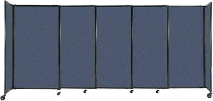 Versare Straightwall Sliding Portable Wall Partition | Freestanding Office Dividers | Locking Wheels | Temporary Room Separator | 11'3'' Wide x 5' Tall Ocean Fabric Panels