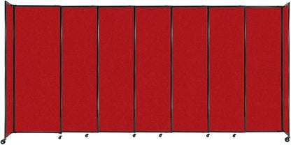 Versare Straightwall Sliding Portable Wall Partition | Freestanding Office Dividers | Locking Wheels | Temporary Room Separator | 15'6" Wide x 7'6" Tall Red Fabric Panels