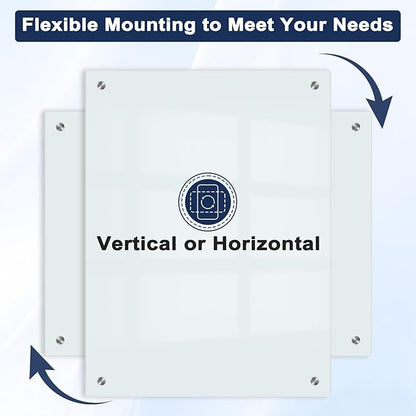 Magnetic Glass Whiteboard for Wall, 36" x 24" Glass Dry Erase Board, Large Frameless White Board for Home and Office with 1 Marker Tray - Normal White