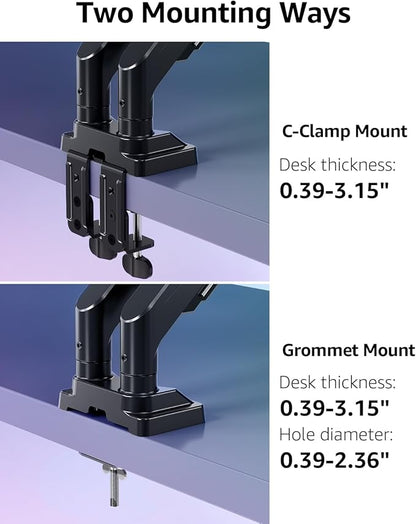 MOUNTUP Dual Monitor Stand for Max 43 inch Screens, Ultrawide Monitor Arm Height Adjustable, Heavy Duty Dual Monitor Mount, Full Motion Premium Monitors Arm, Holds 2.2 to 33 lbs, VESA Desk Mount
