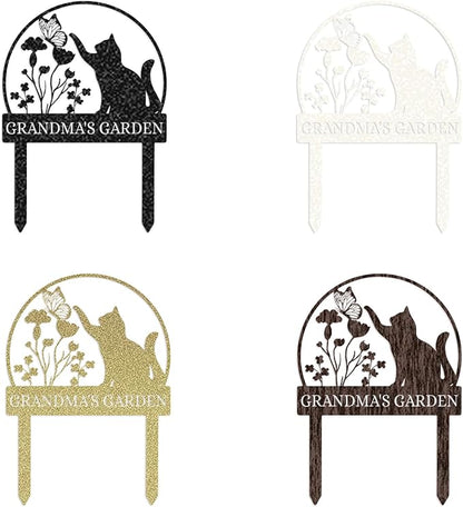 Personalized Garden Sign | Custom Cat Garden Stake Sign | Funny Garden Signs Decorative | Garden Signs to Personalize | Cat Butterfly Yard Sign Pet Outdoor Sign | Animal Metal Sign Plaque