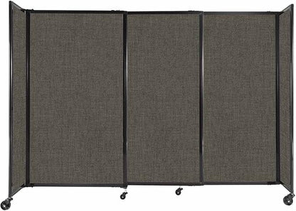 Versare Straightwall Sliding Portable Wall Partition | Freestanding Office Dividers | Locking Wheels | Temporary Room Separator | 7'2" Wide x 5' Tall Mocha Fabric Panels
