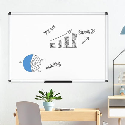 VIZ-PRO Dry Erase Board/Non-Magnetic Whiteboard, 48 x 36 Inches, Wall Mounted Board for School Office and Home