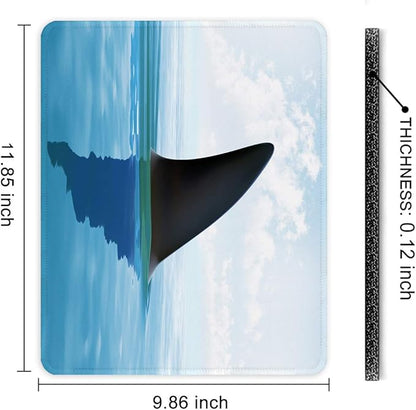 Auhoahsil Mouse Pad, 12 x 10 in Oceans Theme Computer Mouse Pad for Desk, Premium-Textured Non-Slip Rubber Stitched Edges Waterproof Square Mouse Mat for Gaming Work Wireless Mice, Shark