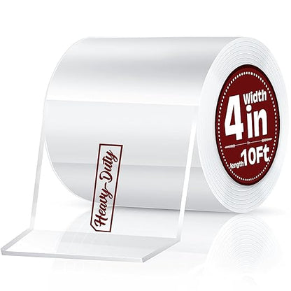 Navona 4In x 10Ft Double Sided Tape Heavy Duty, Clear Removable Nano Tape, Multipurpose Mounting Tape for Home and Office