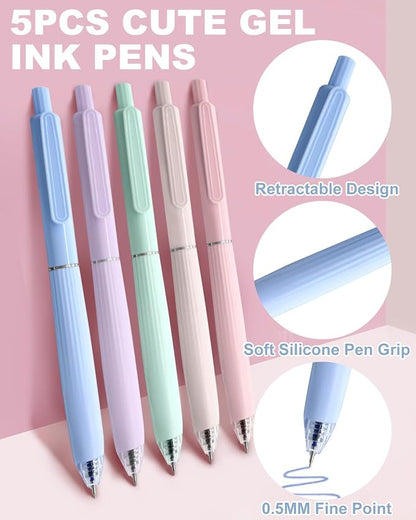 Bible Highlighters and Pens No Bleed, 6 Cute Highlighters and 5 Colored Ink Pens for Bible Study, Aesthetic Bible Pens and Highlighters Set for Note Taking Journaling Supplies, 11 Pack