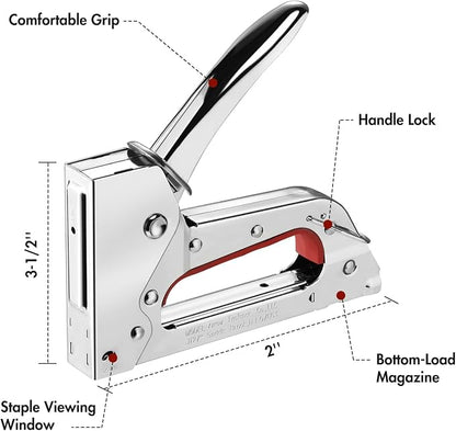 Arrow JT27 Light Duty Staple Gun Kit with 2000 Pieces JT21 3/8" Staples | Thin Wire Manual Stapler for Upholstery, Crafts, Decorating, and Repairs, Lightweight Chromed-Steel Housing