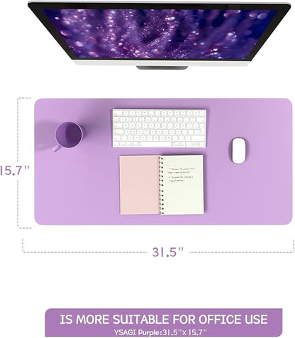 YSAGi Non-Slip Leather Desk Pad, Waterproof Laptop Computer Desk Keyboard Mat, Table Protector Blotter Mat, Large Mouse Pad for Office/Work/Home/Decor(Purple, 31.5" x 15.7")