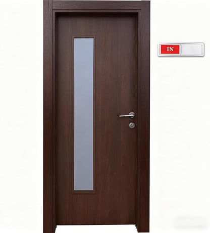 In or Out Door Sign, Sliding Status Indicator for Office Home Meeting Room, Red Green In Out Slider Sign (Silver)