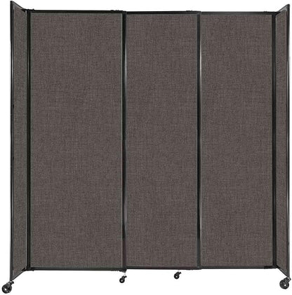 Versare Straightwall Sliding Portable Wall Partition | Freestanding Office Dividers | Locking Wheels | Temporary Room Separator | 7'2" Wide x 7'6" Tall Mocha Fabric Panels
