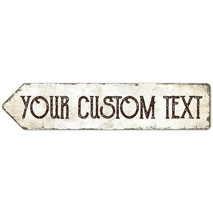 Rustic Custom Sign, Personalized Left Directional Metal Composite Street Sign for Indoor and Outdoor Use 4x18 Inches, ACM Made in The USA