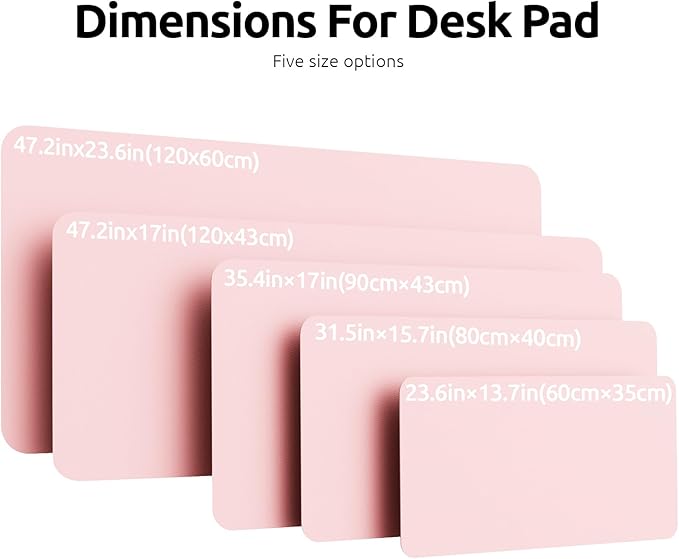 YSAGi Leather Desk Pad Protector, Office Desk Mat, Large Mouse Pad, Non-Slip PU Leather Desk Blotter, Laptop Desk Pad, Waterproof Desk Writing Pad for Office and Home (Light Pink, 47" x 17")