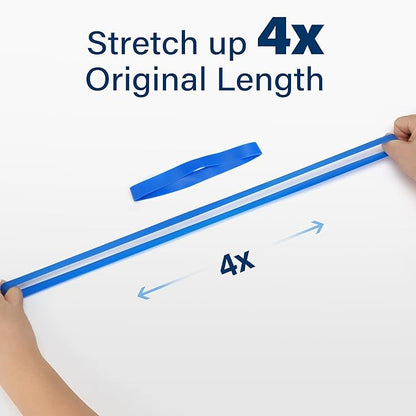 LotFancy Large Rubber Bands, 30Pcs Size #107 Big Wide Elastic Bands, Heavy Duty Blue Long Rubber Bands for Office Supplies