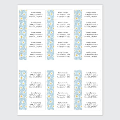 Dotty about Paper Personalized Oopsy Daisies - Blue - Return Address Labels x 100