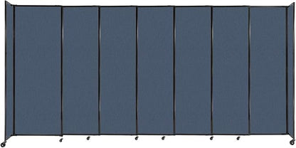 Versare Straightwall Sliding Portable Wall Partition | Freestanding Office Dividers | Locking Wheels | Temporary Room Separator | 15'6'' Wide x 7'6'' Tall Ocean Fabric Panels