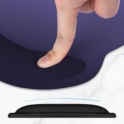 ITNRSIIET Ergonomic Mouse Pad with Comfort Gel Wrist Rest, Non-Slip PU Base, Smooth Textured Surface, Reduces Hand Fatigue & Wrist Pain, 8.7 x 7.2 Inch for Office Gaming Home, Violet Gradient