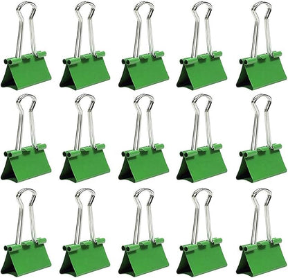 JAM PAPER Colorful Binder Clips - Medium - 1 1/4 Inch (32 mm) - Green Binderclips - 15/Pack