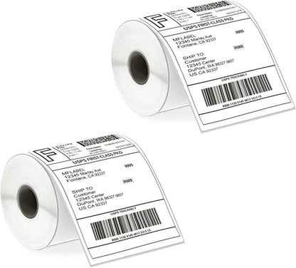 MFLABEL 4x6 Thermal Shipping Labels - 2 Rolls of 250, Perforated & Smudge-Proof Direct Thermal Labels Compatible with Rollo, Zebra, for Amazon UPS FedEx Shopify