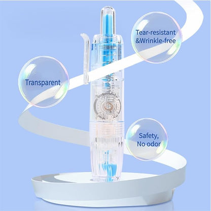 Refillable Correction Tape, 157 ft Total – 2 Pre-Filled Dispensers + 6 Snap-In Refills, School & Office, Blue+Green