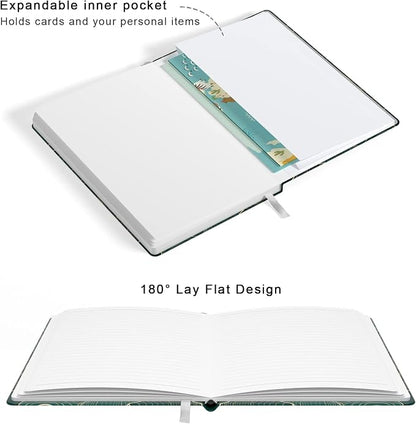 Lined Journal Notebook, Hardcover Journal for Women, Medium 5.7 x 8.4 in, 160 Pages Thick Paper, Cute Aesthetic Floral College Ruled Notebook for Journaling Writing Work Office School, Leaf